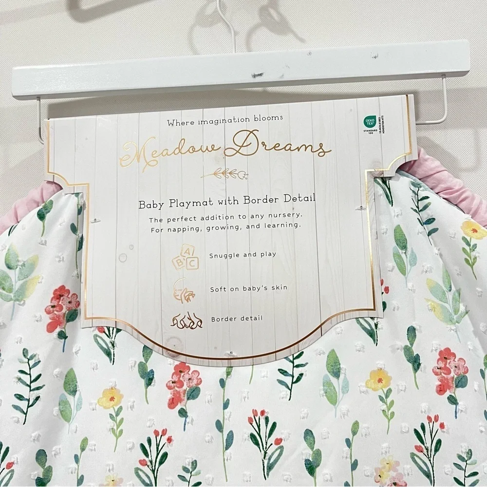 Meadow Dreams Baby Playmat with Border Round White/Pink Amelia Floral 36